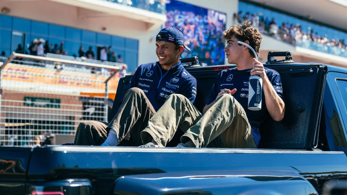 Alex Albon and Franco Colapinto at the drivers parade for the US GP