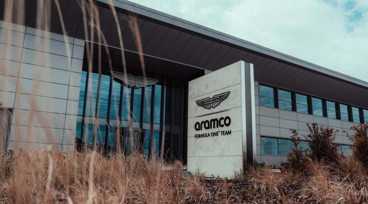 The Aston Martin HQ in Silverstone during fall