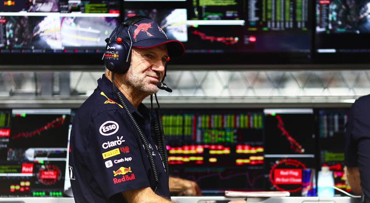 Adrian Newey on the Red Bull pit wall