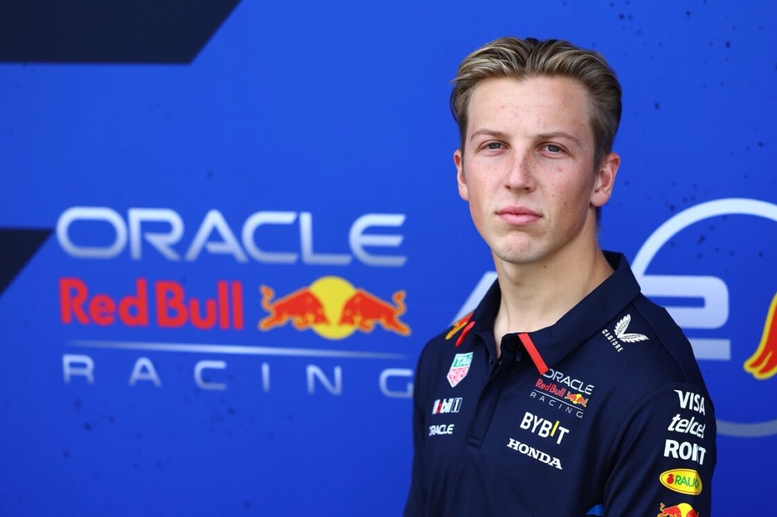 Liam Lawson wearing Red Bull racing gear