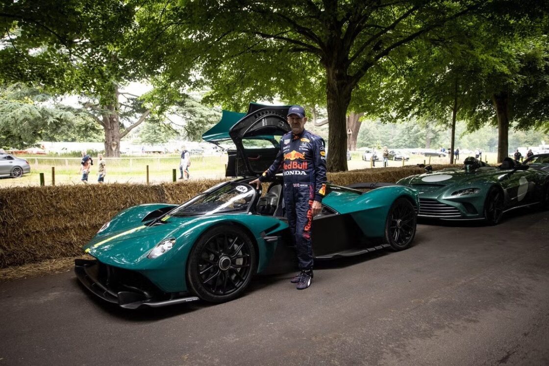 Adrian Newey next to the Aston Martin Valkyrie hyper car at Goodwood