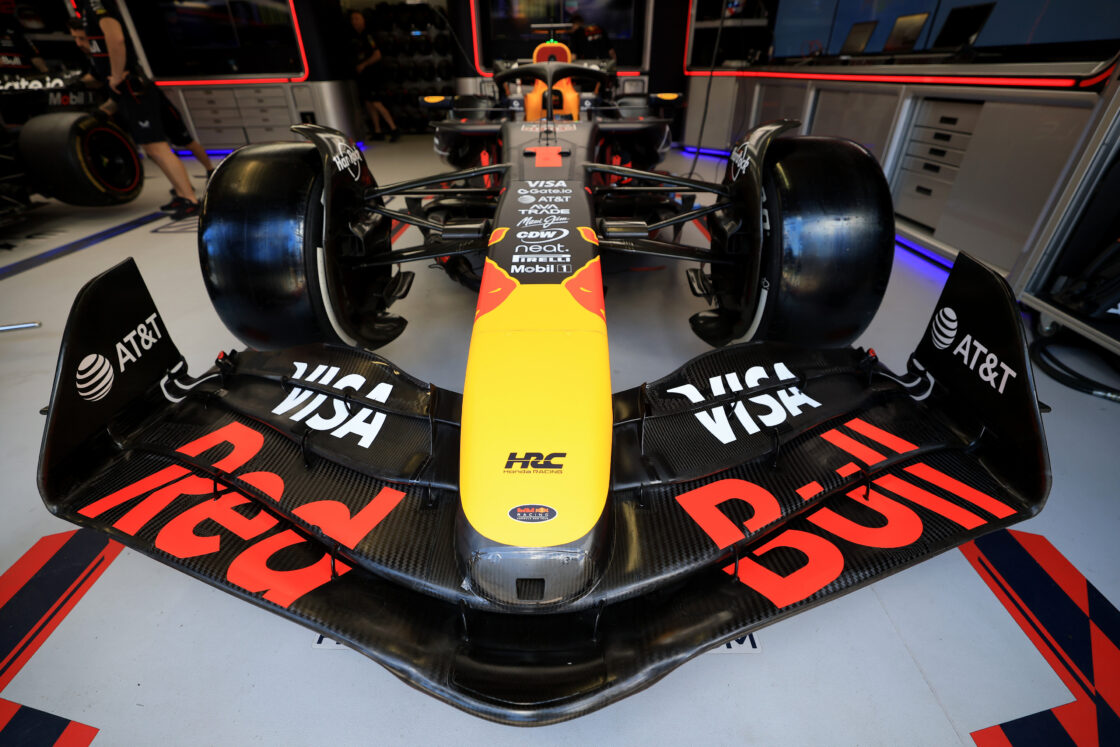 MONTE-CARLO, MONACO - MAY 23: The Oracle Red Bull Racing RB21 of Max Verstappen of the Netherlands and Oracle Red Bull Racing in the garage prior to practice ahead of the F1 Grand Prix of Monaco at Circuit de Monaco on May 23, 2025 in Monte-Carlo, Monaco. (Photo by Mark Thompson/Getty Images)
