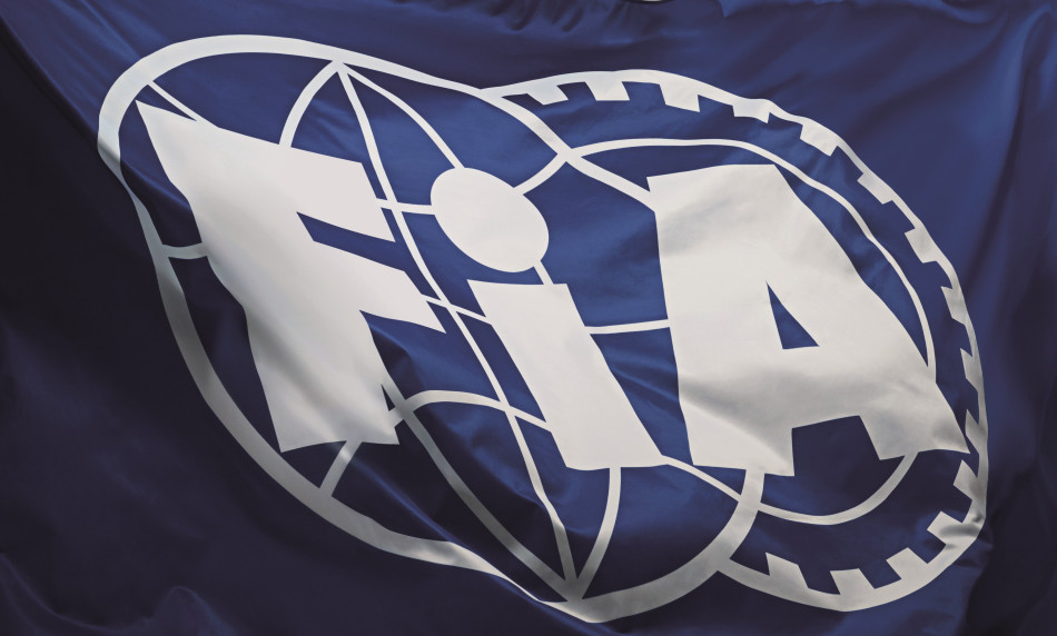 A flag with the FIA logo